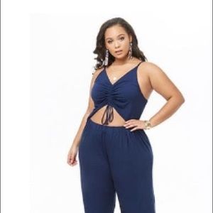 Plus size Runched cutout cami jumpsuit